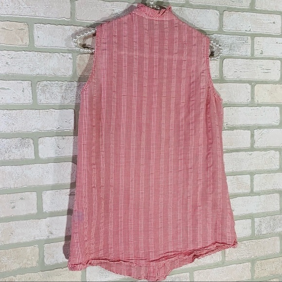 J. McLaughlin Red Plaid Ruffle Front Sleeveless Button Down Shirt Size XS - Picture 7 of 7